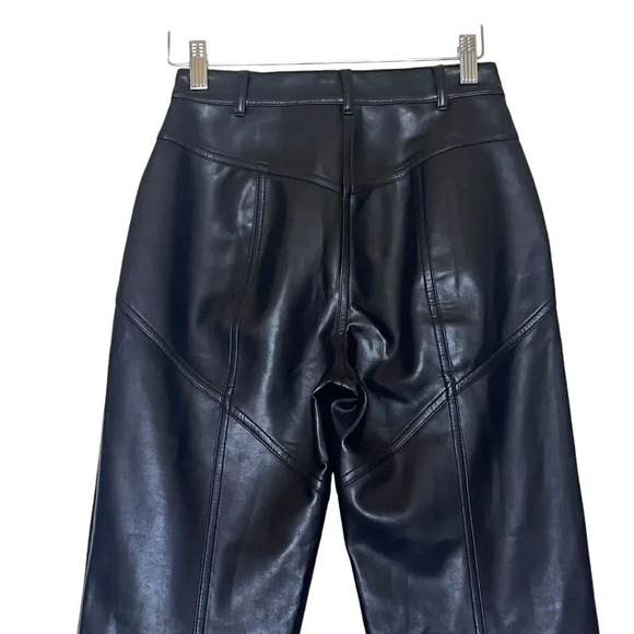Aritzia Wilfred Rebel Black Faux Leather Straight Leg Pants Size 0 - Picture 7 of 12